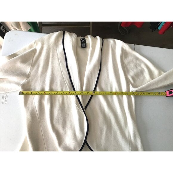 W Womens L/G Cream Open Front Cardigan Sweater With Tie Back - Picture 5 of 6